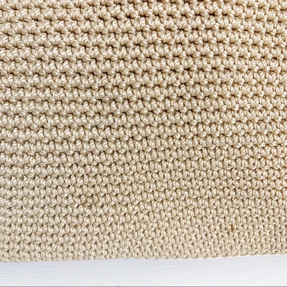 Lina Crocheted Shoulder Bag Braided Double Handles Solid Lining Zipped Closure
